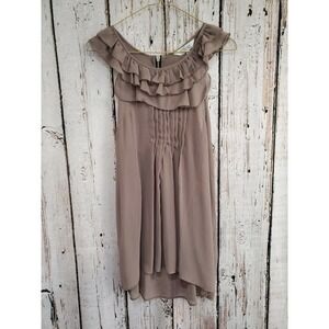 Tramp Designer Women's Small Tuxedo Pleat Ruffle Blouse Tank Top Chic Elegant